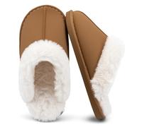 ChayChax Pantofole Donna Uomo Invernali Caldo Comode Ciabatte da Casa in Scamosciate Autunno Pavimento Antiscivolo Slipper Interne in Memory Foam, Marrone, 35/36 = 36/37 Etichetta