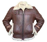 CHAYELL Bomber da uomo B3 RAF Aviator in montone bianco in montone WW2 pilota nero/marrone vera pelle di agnello, Marrone, XXX-Large