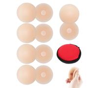 CHBCD 10 paia di adesivi invisibili per capezzoli (diametro 8 cm) - Riutilizzabili - Adesivi invisibili ultrasottili in silicone per capezzoli - Adesivo di alta qualità - Custodia inclusa