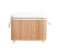 CHBCJJYP Panca da Ingresso in Bambù, Pouf Imbottito, Cassapanca Portaoggetti in Legno, Panca Portaoggetti a Fine Letto, Portata 200kg(Brown,50x30x37cm (20x12x15 inch))