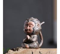 CHBDJY Statua Wukong del bambino del sole, scimmia di meditazione di sabbia viola, figura del re Buddha del viaggio in Occidente che combatte il tè del Buddha per la decorazione della casa e