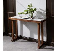 CHBMZ Console Table Mid-Century Moderna con Piano in Pietra Sinterizzata, 31.5" Tavolo da Ingresso Stretto Tavolo per Divano Dietro il Divano per Corridoio Soggiorno Ingresso(White)