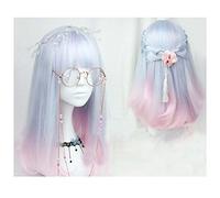 CHC FAIRY 18 pollici morbido sorella Azzurro rosa sfumato di colore COSPLAY parrucca Gals Giappone Harajuku style+cap Nessun copricapo