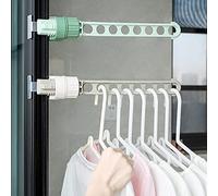 Chchmu Confezione da 2 stendibiancheria portatile da viaggio, per hotel, casa, rotante, a clip, da parete, barra appendiabiti per bagno, camera da letto, lavanderia, balcone, verde e grigio