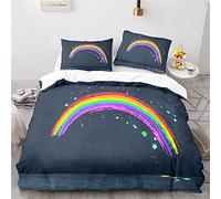 CHCHNXY Copripiumino Singolo 155x200cm Rainbow Grigio Set di Biancheria da Letto 3D Stampa,Set Copripiumini Con Cernierape,Per Ragazzi e Ragazze(1 Copripiumini+2 Federe 50x80cm)
