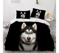 CHCHNXY Copripiumino Una Piazza e Mezza Husky Set di Copripiumino 3D,Set Biancheria da Letto in Microfibra,1 Copripiumini 200x200cm e 2 Federe 50x80cm,Per Adulti bambino