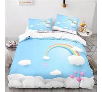 CHCHNXY Copripiumino Una Piazza e Mezza Rainbow Blu Set di Copripiumino 3D,Set Biancheria da Letto in Microfibra,1 Copripiumini 200x200cm e 2 Federe 50x80cm,Per Adulti bambino