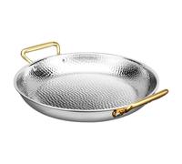 CHCWR 10 taglie padella paella con doppie manici, padella paella spagnola martellata a mano non stick pentola seapaella per case o ristoranti, 32 cm, sautefrypan in oro rosa/argento/28 cm