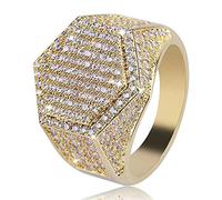 CHCWR 14k Gold set densamente anello moissanita, anello maschile esagonale, una meraviglia geometrica per l'uomo moderno, papà regalo