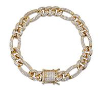 CHCWR 14k oro oltre 925 bracciale in stile reggaeton hip-hop argento, una moisnite densamente set da uomo, una dichiarazione audace per uomini attenti allo stile in ogni occasione, regali per papà