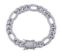 CHCWR 14k oro oltre 925 bracciale in stile reggaeton hip-hop argento, una moisnite densamente set da uomo, una dichiarazione audace per uomini attenti allo stile in ogni occasione, regali per papà