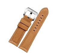 CHCWR 20mm 22mm 24mm 26 mm Genuina in pelle retrò di orologi per panerai pam111 441 cinghia da polso per orologio da cistina (colore: argento nero retrò, dimensione: 24mm)