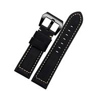 CHCWR 20mm 22mm 24mm 26 mm Genuina in pelle retrò di orologi per panerai pam111 441 cinghia da polso per orologio da cistina (colore: argento nero retrò, dimensione: 24mm)