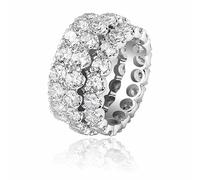 CHCWR Anello di mossanita a tre file in oro 14K, anello da tennis hip-hop maschile, l'eleganza sportiva incontra il fascino senza tempo, regali per uomini