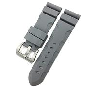 CHCWR Bracciale in gomma 22mm 24mm 26 mm Bracciale silicone adatta per Luminor sommersi Pam Blu impermeabile/pieghevole nero/24 mm