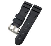 CHCWR Bracciale in gomma 22mm 24mm 26 mm Bracciale silicone adatta per Luminor sommersi Pam Blu impermeabile/pieghevole nero/24 mm