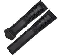 CHCWR Bracciale in pelle vera in pelle per la fascia da polso a marca bracciale in pelle di mucca traspirante con fibbia pieghevole 22mm (colore: nero rosso nero, taglia: 22mm)