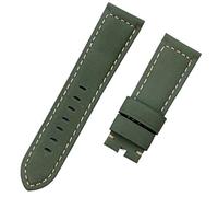 CHCWR Brand Luxury Brand Watchband Retro 22mm 24mm Vintage Calf Nubuck in pelle per la fascia di orologi per orologi a tracolla Panerai (colore: verde, taglia: fibbia da 24 mm-nero)