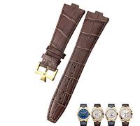 CHCWR Cinghia di orologio da 25-9 mm in pelle genuina convessa per orologio per cere d'oro di velo blu nero all'estero
