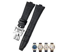 CHCWR Cinghia di orologio da 25-9 mm in pelle genuina convessa per orologio per cere d'oro di velo blu nero all'estero