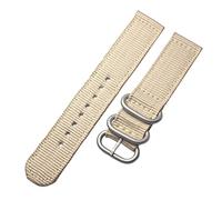CHCWR Cinghia di orologio in nylon 6 colori Watchband 18mm 22mm da 24 mm in nylon Waterproof Watch Band cinghia Sport in acciaio inossidabile cinghia/fibbia d'argento kaki/20 mm