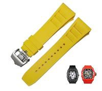 CHCWR Cinghia di orologio in silicone in gomma per Richard Mille RM011 Accessori a nastro silicone Accessori per orologi da uomo 25-20 mm (colore: blu, dimensioni: 25 mm oro rosa)