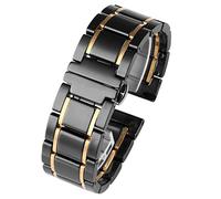 CHCWR Cinturino in acciaio inossidabile inossidabile ceramica 20mm 22mm 16mm 18 mm a rilascio rapido (colore: nero x oro, dimensione: 20mm)