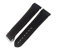 CHCWR Cinturino in gomma e pelle di nylon da 20 mm, 22 mm, 19 mm, 21 mm, adatto per Seamaster Planet Ocean Diver 300, cinturino in silicone arancione, nero/20 mm, 20 mm