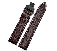 CHCWR Crocodile in pelle di guardia per qualsiasi braccialetto di marca 16 17 18 mm cinghie con chiusura pieghevole (colore: oro bianco marrone, taglia: 17mm)