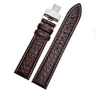 CHCWR Crocodile in pelle di guardia per qualsiasi braccialetto di marca 16 17 18 mm cinghie con chiusura pieghevole (colore: oro bianco marrone, taglia: 17mm)