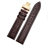 CHCWR Crocodile in pelle di guardia per qualsiasi braccialetto di marca 16 17 18 mm cinghie con chiusura pieghevole (colore: oro bianco marrone, taglia: 17mm)