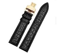 CHCWR Crocodile in pelle di guardia per qualsiasi braccialetto di marca 16 17 18 mm cinghie con chiusura pieghevole (colore: oro bianco marrone, taglia: 17mm)
