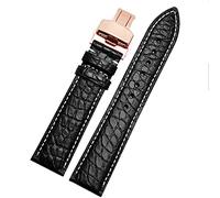 CHCWR Crocodile in pelle di guardia per qualsiasi braccialetto di marca 16 17 18 mm cinghie con chiusura pieghevole (colore: oro bianco marrone, taglia: 17mm)