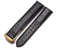CHCWR Crocodile Watch cinguello in pelle uomini e donne in stile per omega seahorse Deville 18mm 19mm 20mm Banda di orologio originale (colore: Black-Rosegold, dimensioni: 20mm)
