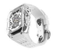 CHCWR Custodia di orologio trasparente+kit mod tra cinturino in gomma ， per serie 8 7 6 5 4 SE 45mm 44mm Ultra 49mm Kit di modifica RM Style Watch Band