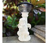 CHCWR Decorazione di Statue dell'angelo Solare, Giardino a LED Solare Statue, Figurine di Angelo in Resina Antica, per Ornamenti per Lanterna da Giardino a terrazza Interna ed Esterna, b