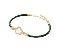 CHCWR Design classico Shell naturale Bracciale a quattro foglie per donne Bracciale regolabile in pelle Regalo per gioielli femminili