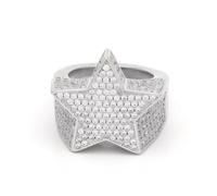 CHCWR Dichiarazione di moissanite a stella in oro 14K Ring per uomini, design ghiacciato con regalo hip-hop geometrico ed esclusivo