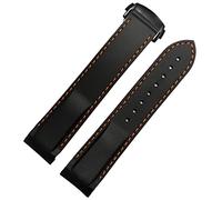 CHCWR Estremità curva 20 mm 22 mm cinghia di silicone in gomma per orologio omega a150 Seamaster 007 per cinghia di marca Mido (colore: nero nero, dimensione: 22mm)