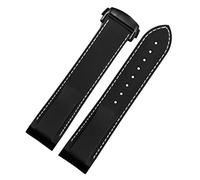 CHCWR Estremità curva 20 mm 22 mm cinghia di silicone in gomma per orologio omega a150 Seamaster 007 per cinghia di marca Mido (colore: nero nero, dimensione: 22mm)