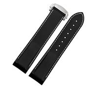 CHCWR Estremità curva 20 mm 22 mm cinghia di silicone in gomma per orologio omega a150 Seamaster 007 per cinghia di marca Mido (colore: nero nero, dimensione: 22mm)