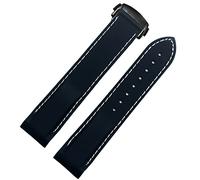 CHCWR Estremità curva 20 mm 22 mm cinghia di silicone in gomma per orologio omega a150 Seamaster 007 per cinghia di marca Mido (colore: nero nero, dimensione: 22mm)