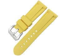 CHCWR Fanda di orologio in gomma chiusura a farfalla 24mm 26mm per luminor sommersi alla cinghia di orologio sportivo silicone colorato/argento giallo 1/26mm
