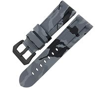 CHCWR Fanda di orologio in gomma con chiusura a farfalla 24mm 26mm per luminor sommergibile cinghia di orologio sportivo in silicone colorato/nero grigio 1/26mm