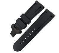 CHCWR Fanda di orologio in gomma con chiusura a farfalla 24mm 26mm per luminor sommersi alla cinghia di orologio sportivo silicone colorato/nero nero 2/24mm