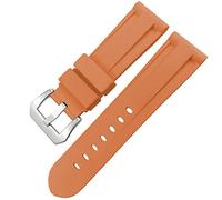 CHCWR Fanda di orologio in gomma con chiusura farfalla 24mm 26mm per luminor sompibile cinghia di orologio sportivo silicone colorato/arancione nero 1/26mm