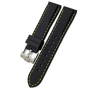 CHCWR Fascia d'oro in gomma 19mm 21mm 20mm 22mm 23,0 mm 24mm Fit per cinghia di orologio silicone impermeabile/giallo nero/21 mm