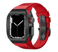 CHCWR Feccia in lega di titanio Feccia di copertura in gomma Mod Kit MOD BAND BAND LUSSO , per 8 7 6 5 4 SE 44mm 45mm Seriestro Sostituzione Sostituzione Kit cinghia di orologio aggiornato