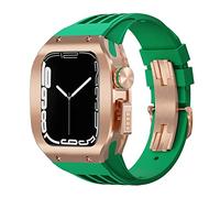 CHCWR Feccia in lega di titanio Feccia di copertura in gomma Mod Kit MOD BAND BAND LUSSO , per 8 7 6 5 4 SE 44mm 45mm Seriestro Sostituzione Sostituzione Kit cinghia di orologio aggiornato