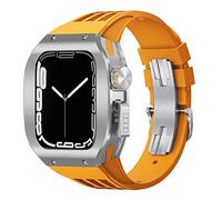 CHCWR Feccia in lega di titanio Feccia di copertura in gomma Mod Kit MOD BAND BAND LUSSO , per 8 7 6 5 4 SE 44mm 45mm Seriestro Sostituzione Sostituzione Kit cinghia di orologio aggiornato